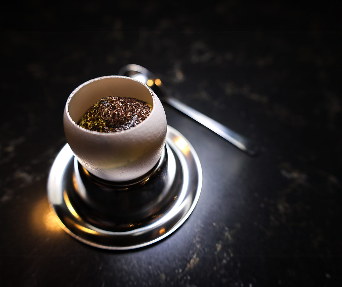 An Image of Claude Bosi's signature dish, the Bibendum Egg at Signature Food Festival